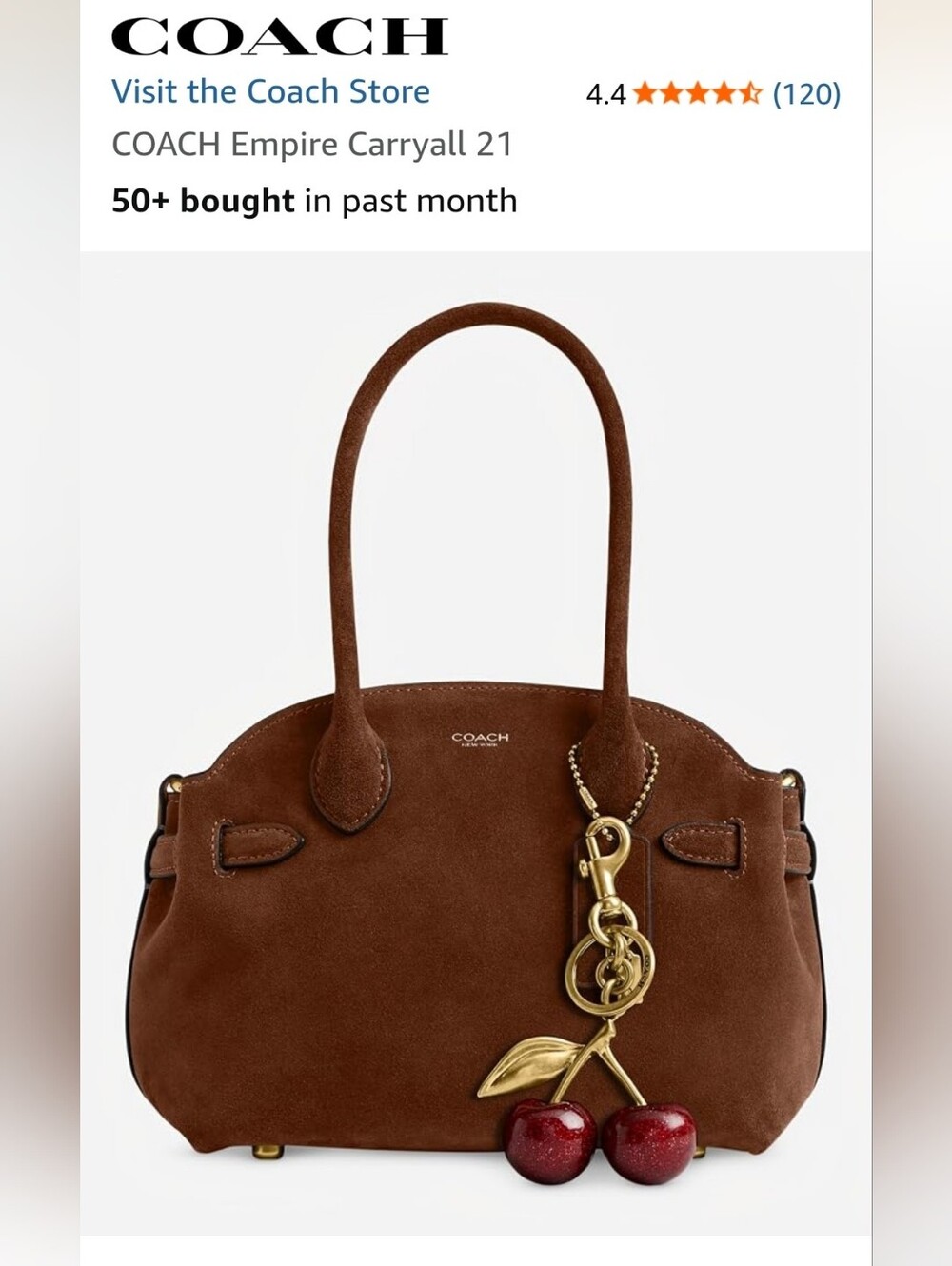 NWT Coach Empire 21 in Warm Brown Suede